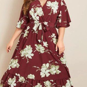 Shein Red Floral Dress